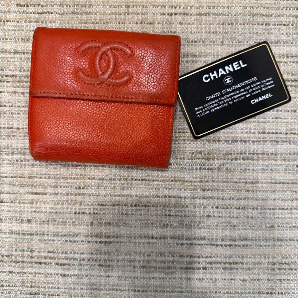 CHANEL Coral Leather Wallet
